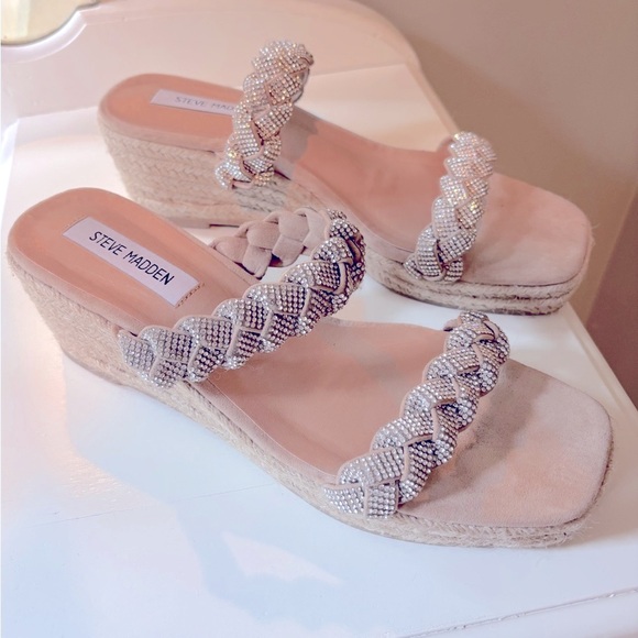 Steve Madden sparkly silver Wedge Sandals - Picture 1 of 9